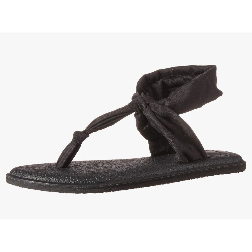 Sanuk Ella Yoga Sling Black Back Tie Sandals Women’s Shoes Size 7